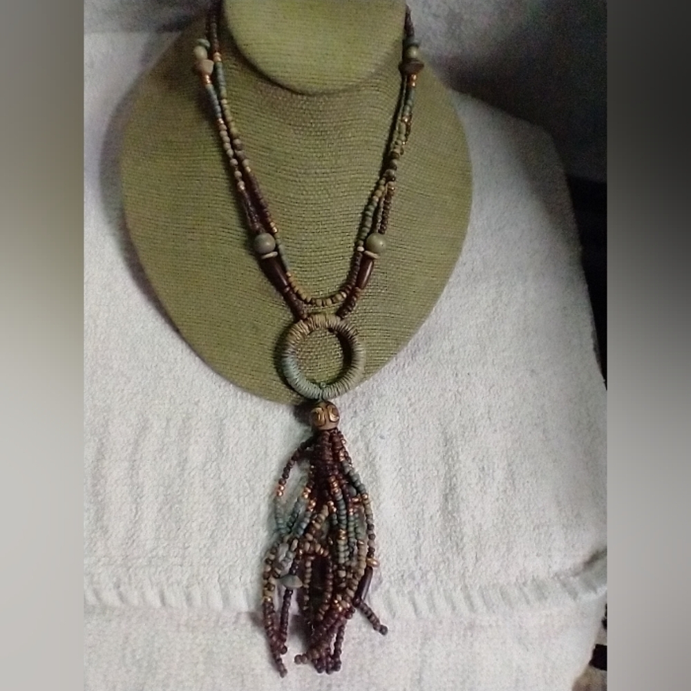 Long wood 🪵🪓 beads African ethnic tribal necklace